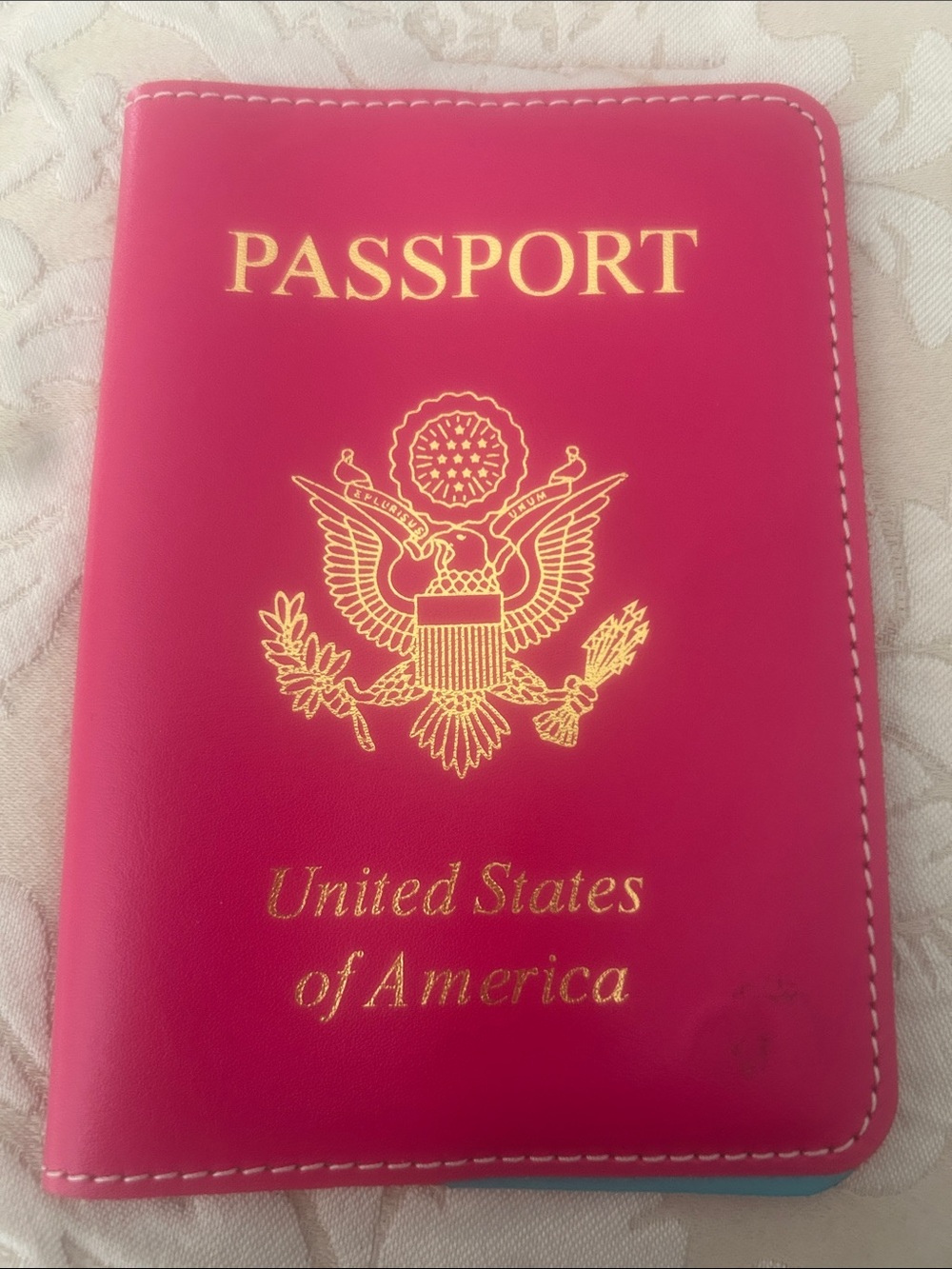Passport Cover Holder - Pink Faux Leather Travel Wallet